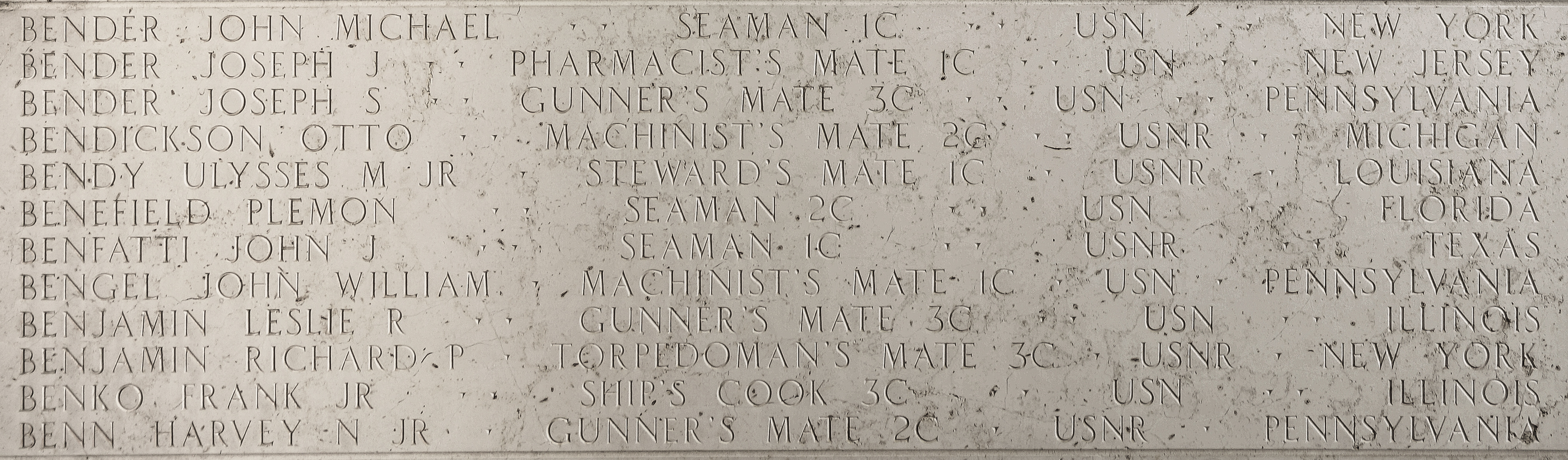 Richard P. Benjamin, Torpedoman's Mate Third Class